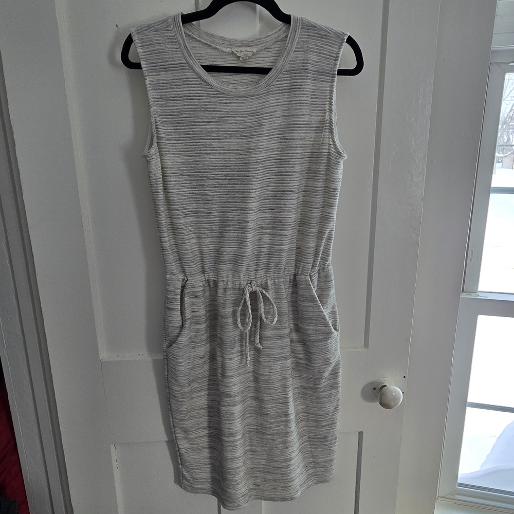 See You Monday Dress Drawstring Waist Womens Gray XL Ribbed Tank Dress w Pockets